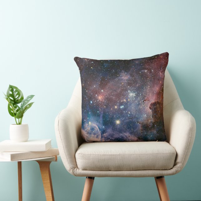 Coussin Télescope Nebula Hubble Carina Rouge et Bleu (Chaise)