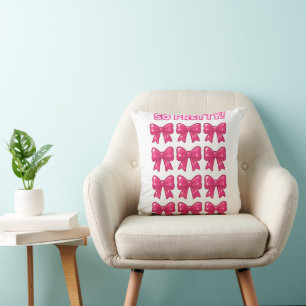Coussin Tellement Joli Rose Bows Girl Coquette Esthétique