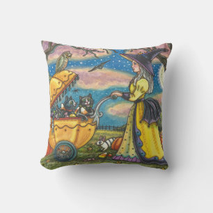 COUSSIN TÉMOIN, CHAT NOIR BÉBÉ BUGGY HALLOWEEN JETER PILLO