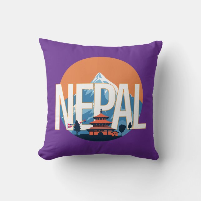 Coussin Temple du Népal Mont Everest (Recto)