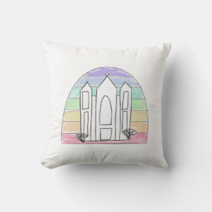 Coussin Temple LDS Salt Lake City coucher de soleil arc-en