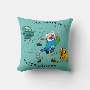 Coussin Temps d'aventure   Finn & Jake Jouer avec BMO