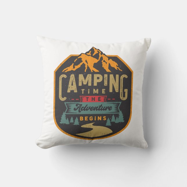 Coussin Temps de camping L'aventure commence (Recto)