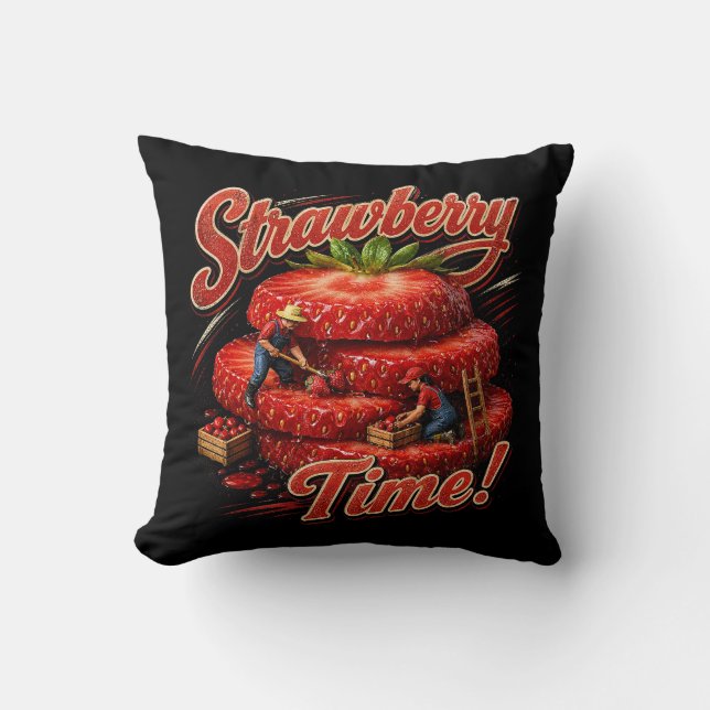 Coussin Temps de la fraise ! (Recto)