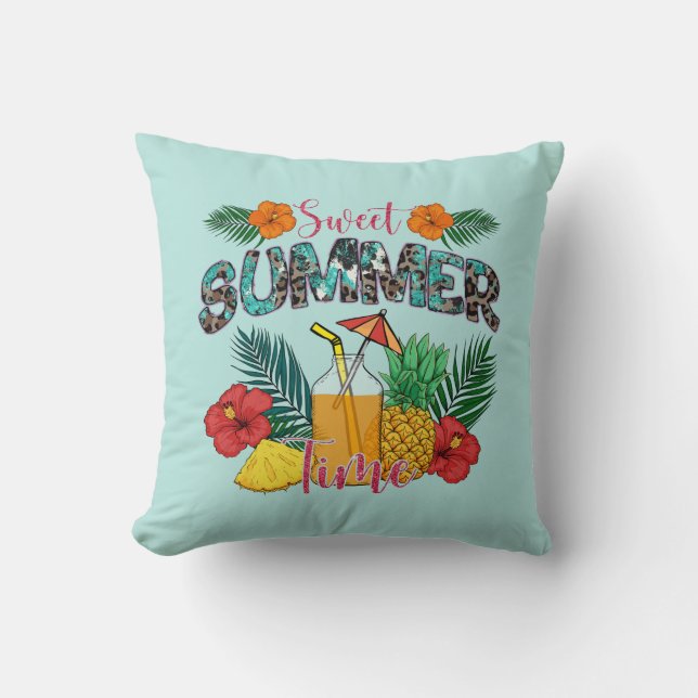 Coussin Temps d'été doux | Fruits tropicaux et fleurs (Recto)