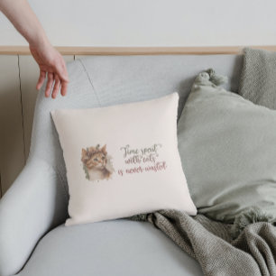 Coussin Temps passé avec chats mignon Chat Aquarelle Desig