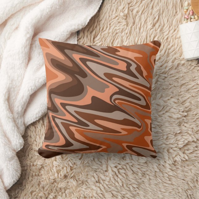 Coussin Tendance boho brun orange Abstrait ondulé (Couverture)