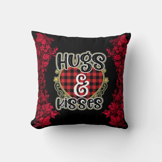Coussin Tendance Hugs Et Baisers Valentines Day Coton (Recto)
