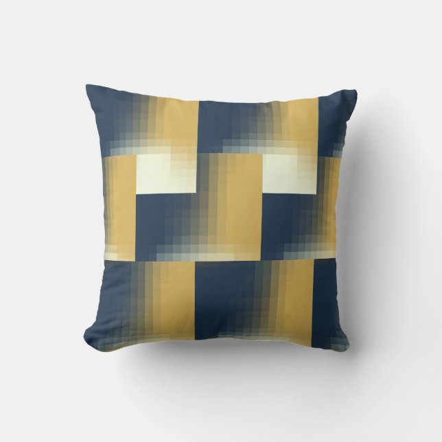 Coussin Tendance Marine bleu moutarde Jaune Motif élégant (Recto)