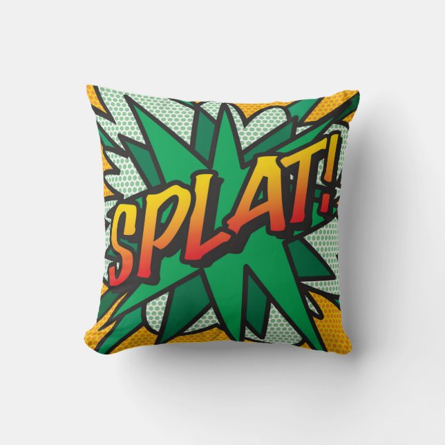Coussin Tendance Moderne  Bande Dessinée Rétro SPLAT Pop A (Recto)