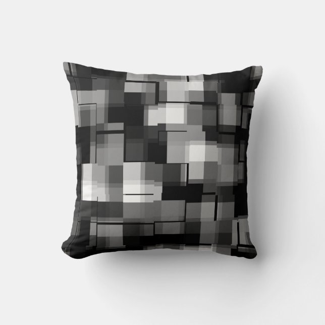 Coussin Tendance moderne Noir Blanc Abstrait Plaid (Recto)