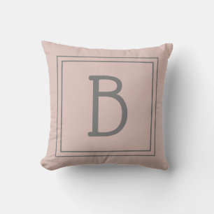 Coussin Tendance Monogramme Personnalisé Initial Chic Rose