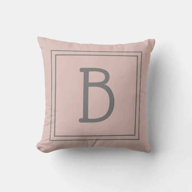 Coussin Tendance Monogramme Personnalisé Initial Chic Rose (Recto)