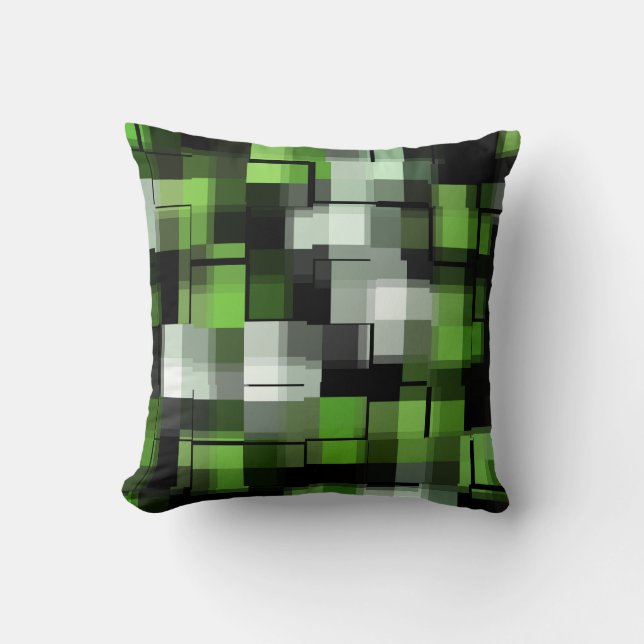 Coussin Tendance vert noir blanc Abstrait Plaid (Recto)