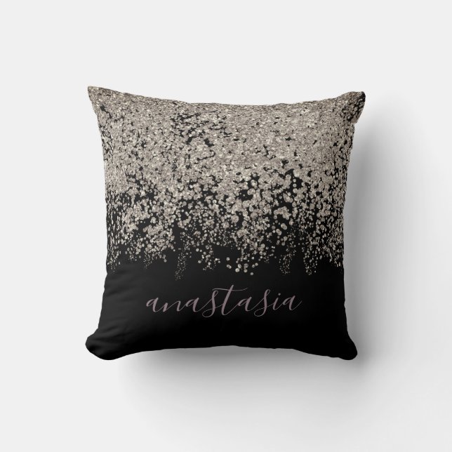 Coussin Tendance Violet Lavande  Écriture Étincelante Bril (Recto)