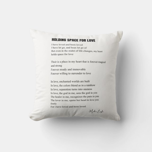 Coussin Tenir l'espace pour le poème d'amour (Recto)