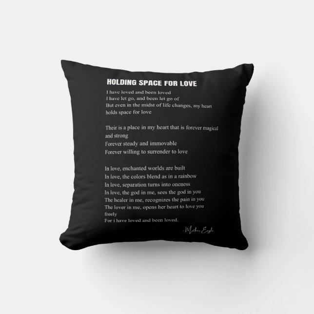Coussin Tenir l'espace pour un poème d'amour (Recto)