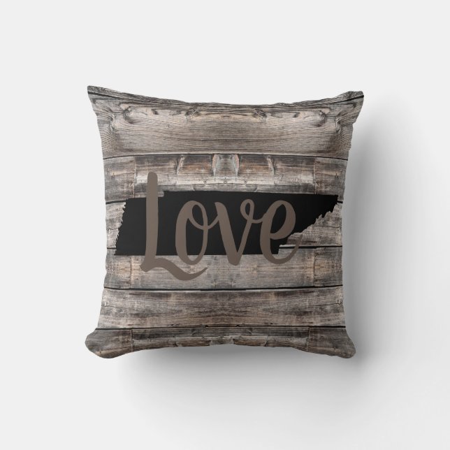 Coussin TENNESSE rustique AMOUR en écriture (Recto)