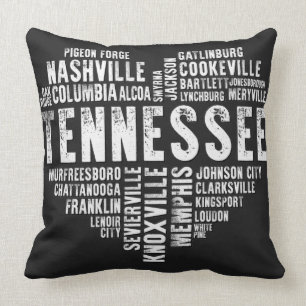 Coussin Tennessee Heart Love Knoxville Nashville Memphis 