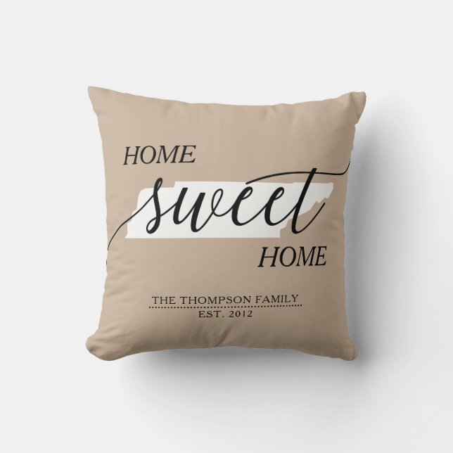 Coussin Tennessee Home Sweet Home Nom de famille (Recto)
