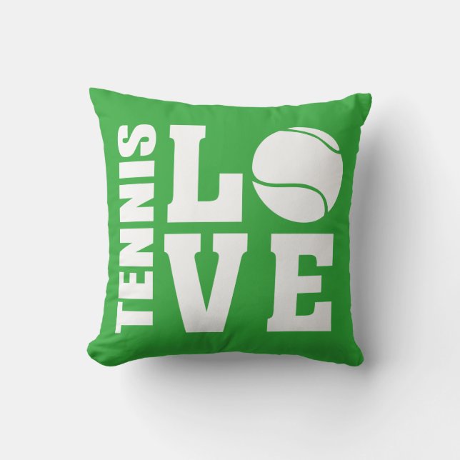 Coussin Tennis Amour, Joueurs de Tennis, pelouse Verte (Recto)