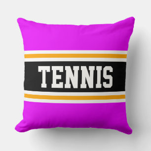 Coussin TENNIS Bright Tropical Rose noir rayures athlétiqu