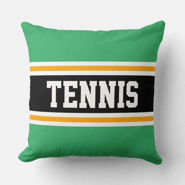 Coussin TENNIS brillant Kelly Vert Black rayures athlétiqu (Recto)