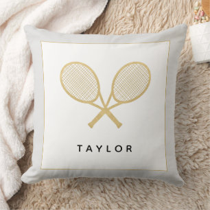 Coussin Tennis Cadeau Chic Gold Grey Black Nom personnalis