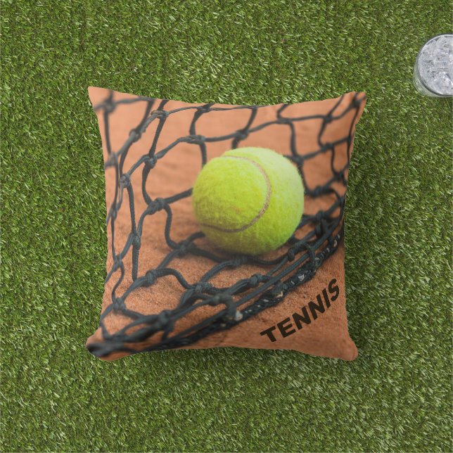 Coussin Tennis de texte personnalisé (Herbe)