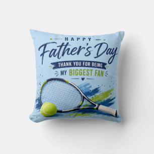 Coussin Tennis Fête des Pères pour Papa Aquarelle Bleue