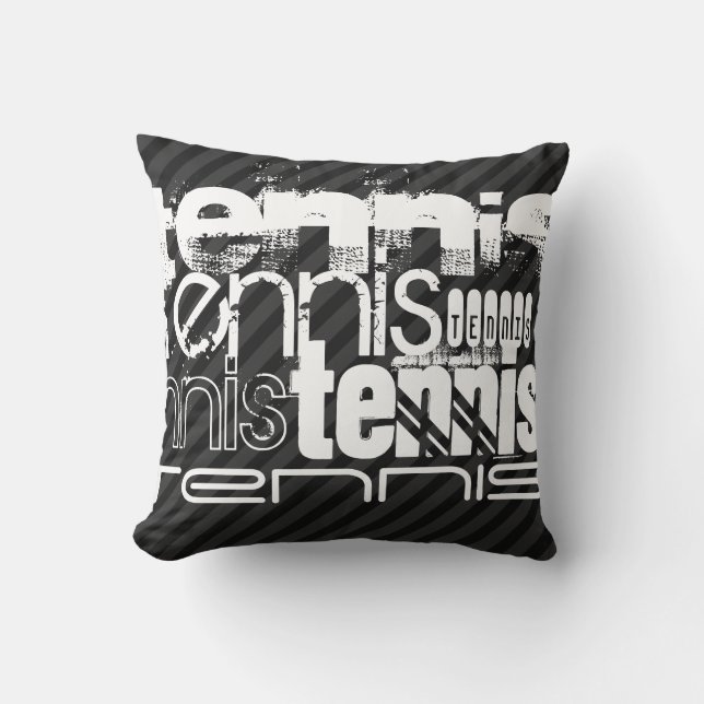 Coussin Tennis ; Gris Noir & Sombre (Recto)