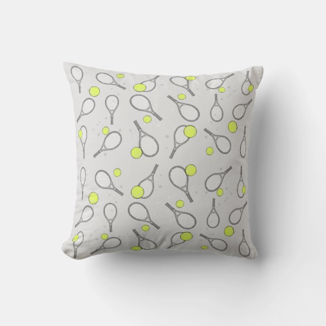 Coussin Tennis Motif sans couture - Raquette et balle en g (Recto)