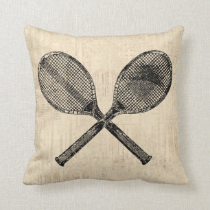Coussin Tennis Rackets Antique Tennis Racquet Livre de Scr