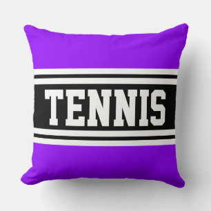 Coussin TENNIS Sportif Violet Noir Rayures de Course
