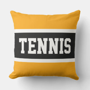 Coussin TENNIS Texte Athlète Jaune clair rayures noires