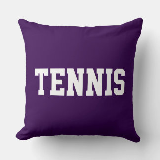 Coussin TENNIS Texte blanc athlétique sur fond violet fonc