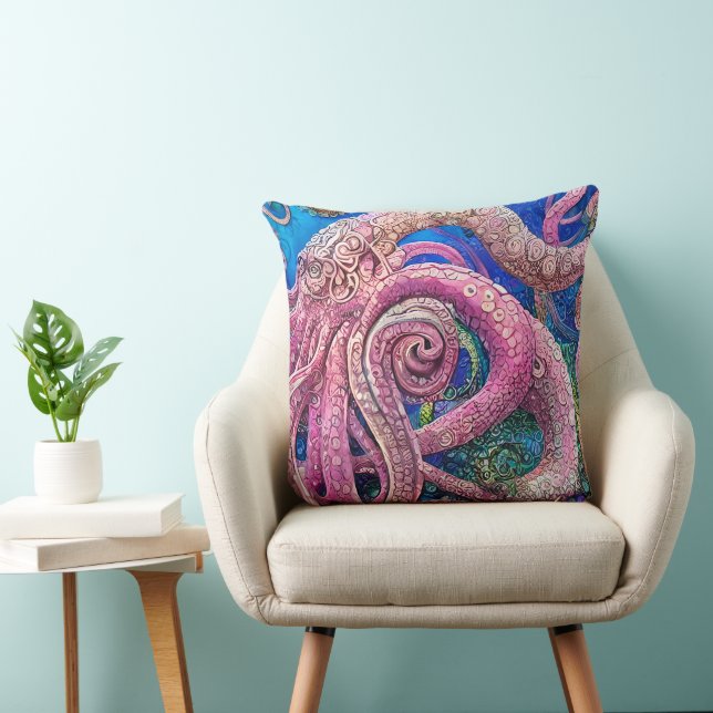 Coussin Tentacles de pieuvre rose (Chaise)