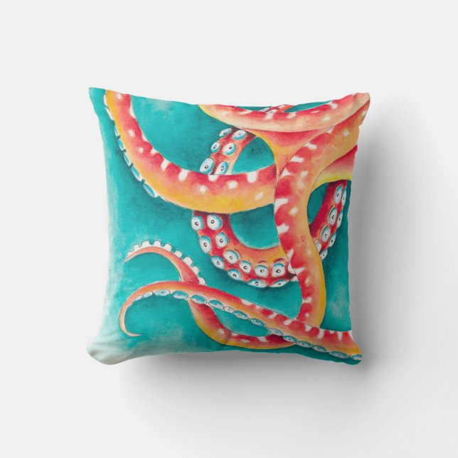Coussin Tentacles rouges d'Orange (Recto)