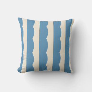 Coussin Tente de cirque vintage bleu et crème à rayures fe