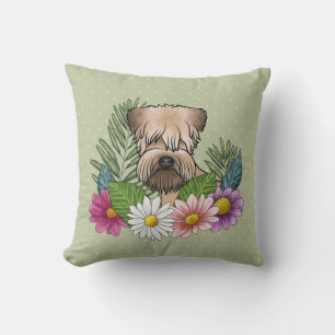 Coussin Tenterfield Terrier à poil doux Fleurs Colorées Ve