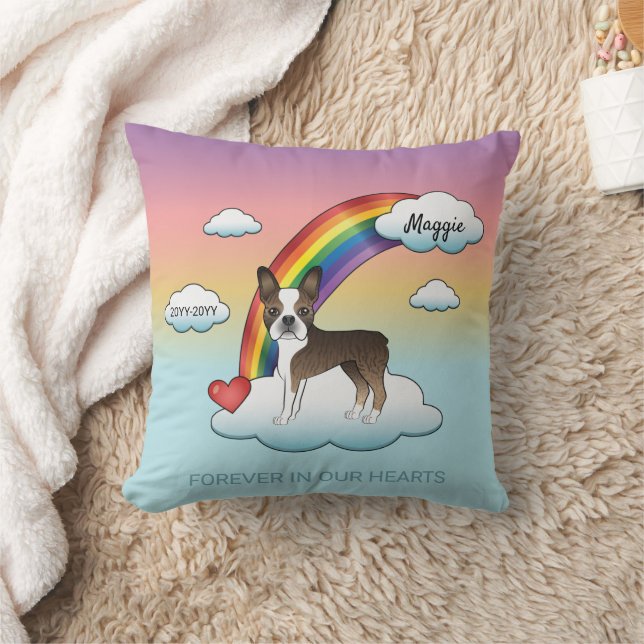 Coussin Térier Américain Bringé Et Blanc Mémorial Arc-En-C (Couverture)