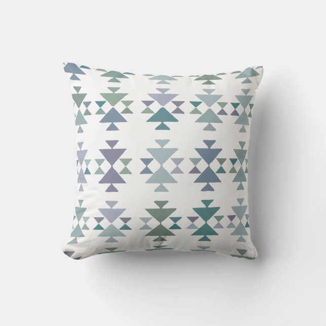 Coussin Terme bleu vert triangle géométrique Motif aztèque (Recto)