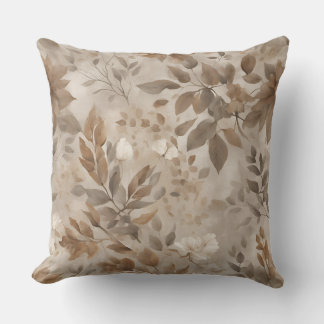 Coussin Terme Taupe Brown Botanique Imprimer