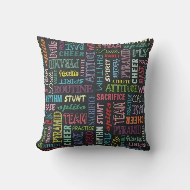 Coussin Termes de Cheer sur le Tableau Noir (Recto)