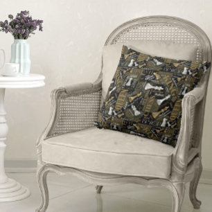 Coussin Termes et pièces d'échecs Argent et Or ID784