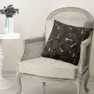 Coussin Termes et pièces d'échecs Cuivre et Or ID784