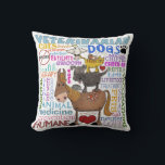 Coussin Termes Vétérinaires Art Subway<br><div class="desc">Un métro coloré est une image inspirée de termes vétérinaires avec des animaux et des symboles qui cravate dans ce qu'il est d'être un vétérinaire. Design original par Christie Black de ©Creations from the Heart.</div>