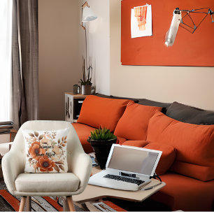 Coussin Terra Cotta, Beige, Brown Floral Home Office