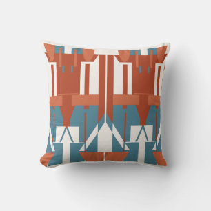 Coussin Terracotta bleu Méditerranée symétrique