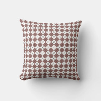Coussin Terracotta Brown rouge et Jacquard À damiers blanc